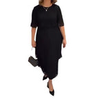 Damen Elegantes Midikleid mit transparenzähnlichen Ärmeln und stilvollen Rüschen R&B