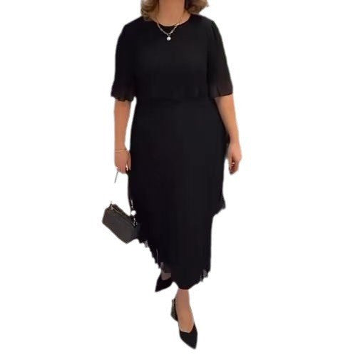 Damen Elegantes Midikleid mit transparenzähnlichen Ärmeln und stilvollen Rüschen R&B