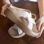 Damen Bequeme Slip-On Sandalen mit modischem Querriemen und rutschfester Sohle R&B
