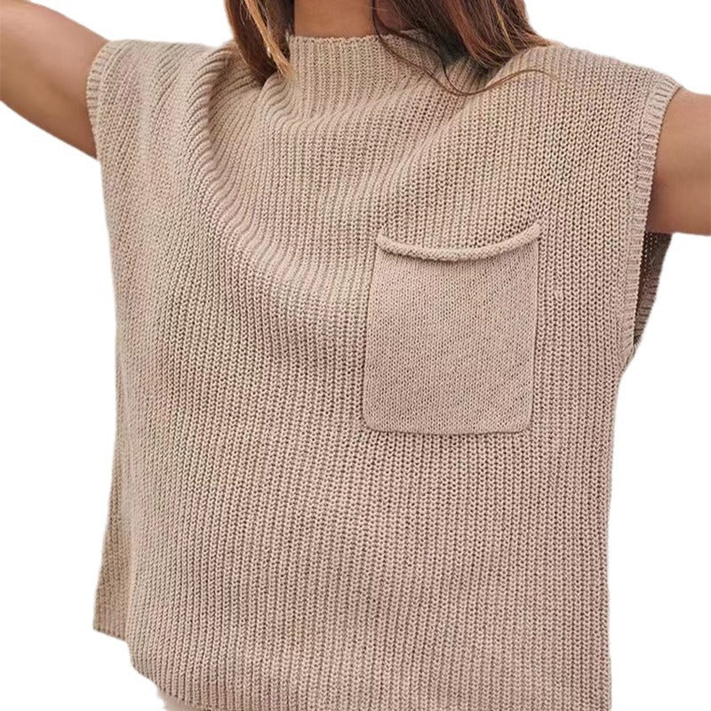 Damen Strickoberteil mit lässigem Schnitt und kurzen Ärmeln