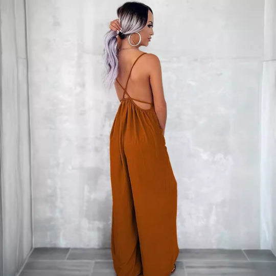 Damen Jumpsuit mit Schlaufen-Details und Taschen R&B