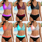 Damen Sportlicher Badeanzug mit kreativen Streifen R&B