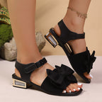 Damen Offene Sandalen mit elegantem Doppel-Schleifen-Design und komfortablem Blockabsatz R&B