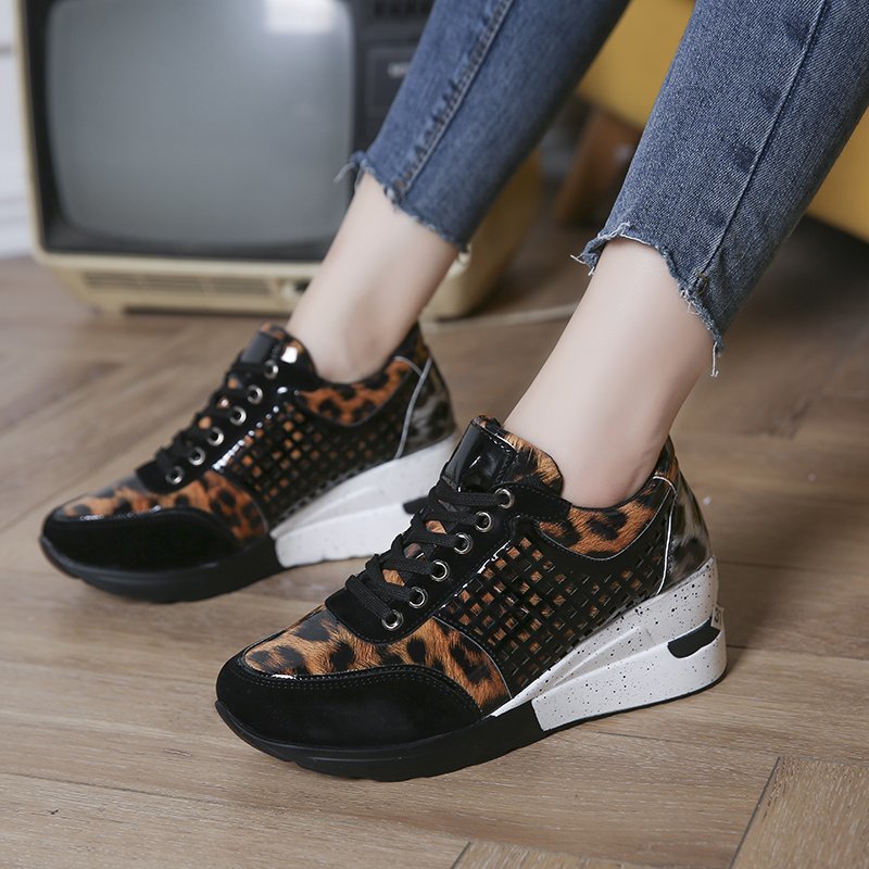 Damen Sneaker mit Leopard-Print und atmungsaktiver Mesh-Oberfläche R&B