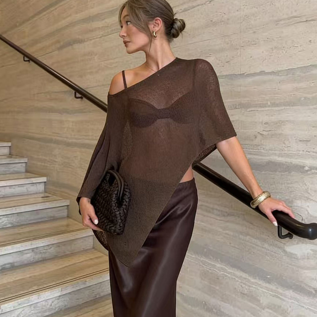 Damen transparenter Strandüberwurf mit asymmetrischem Schnitt und elegantem Design R&B