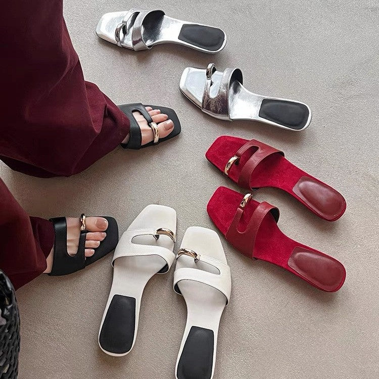 Damen modische Slides mit metallischem Akzent R&B