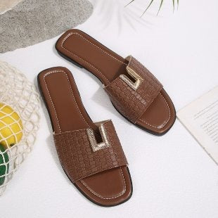 Damen Komfortable Slides mit modischem Riemen und eleganter Schnallenverzierung R&B