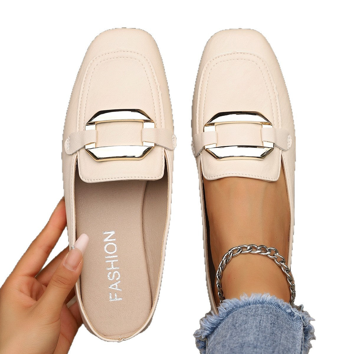 Damen elegante Mokassins mit modischem Schnallenverschluss R&B