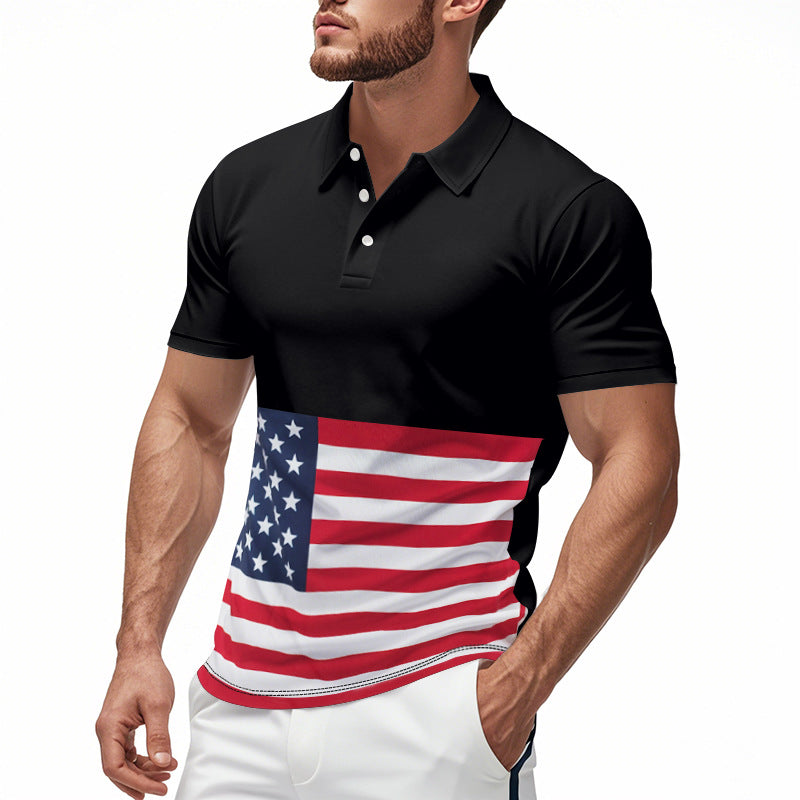Herren Poloshirt mit einzigartigem Flaggenmotiv und moderner Passform R&B
