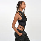 Damen Sportliches Tanktop mit innovativem hochgeschlossenem Design und verstellbaren Riemen R&B