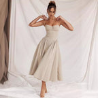 Damen Midi-Kleid mit elegantem Schnitt und komfortablen Trägern R&B