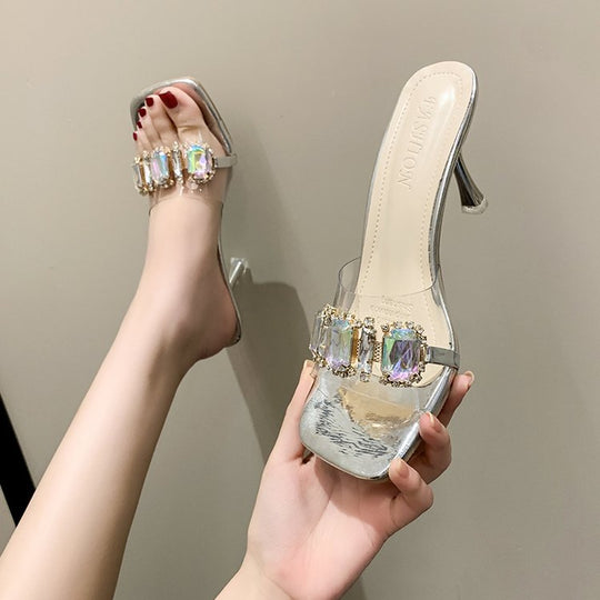 Damen elegante Mules mit geschmackvollen Strassverzierungen R&B