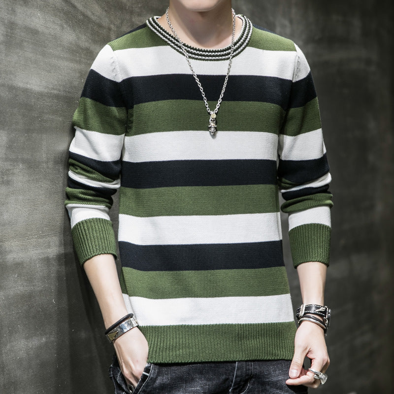 Herren gestreifter Pullover aus weichem Baumwollmix R&B