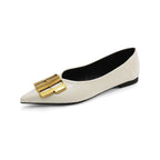 Damen elegante Ballerinas mit goldener Schnallenapplikation
