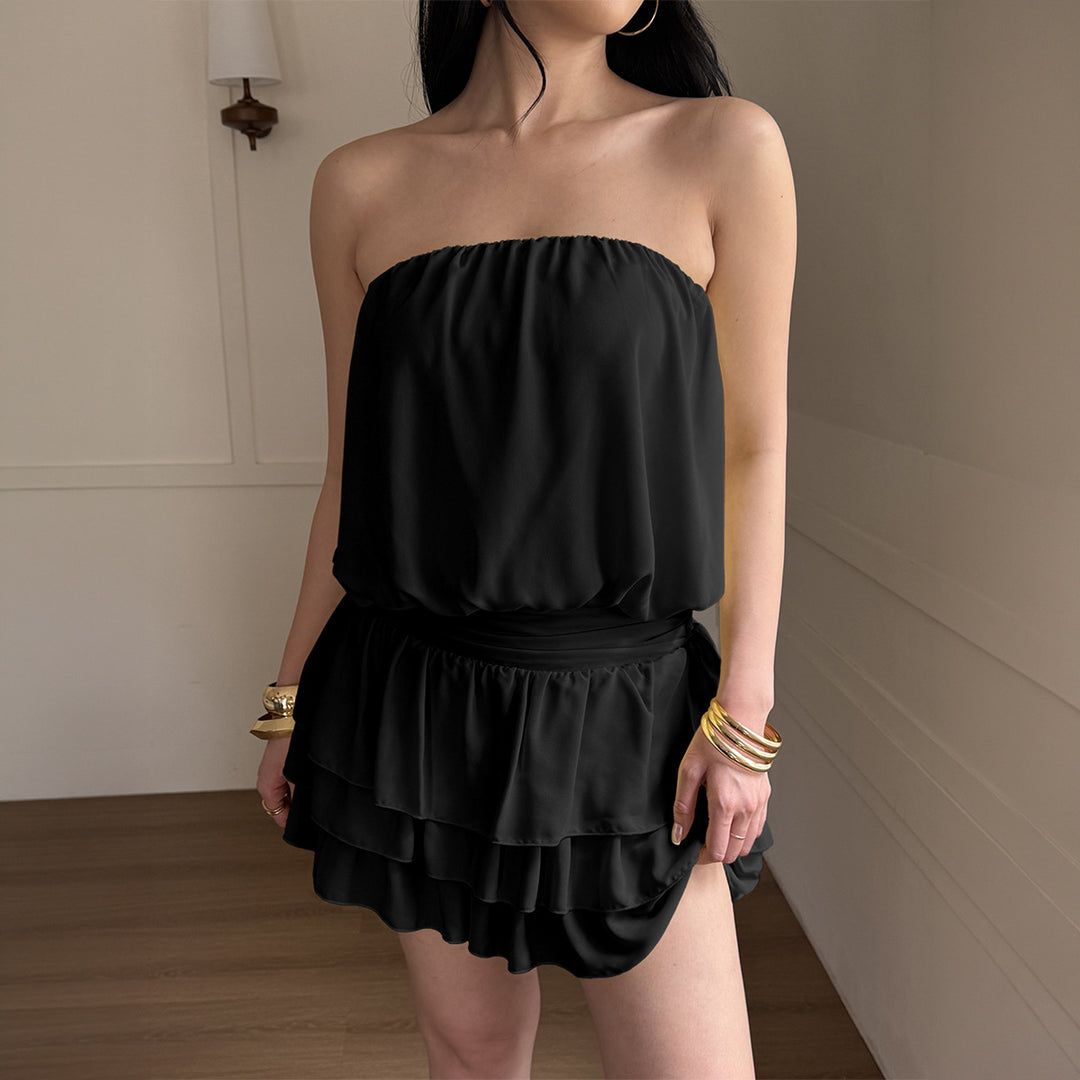 Damen Voluminöses Minikleid mit Rüschendetails R&B