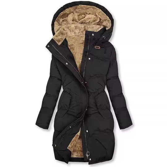 Damen gefütterter Winterparka mit abnehmbarer Kapuze und weichem Innenfutter R&B