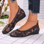 Damen Ballerinas mit filigranem Spitzenbesatz und rutschfester Sohle R&B