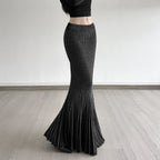 Damen Maxirock mit eleganter Rippenstruktur und modischem Glockenlauf R&B