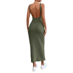 Damen figurbetontes Langarm-Maxikleid mit Rippenstruktur und Rundhalsausschnitt R&B