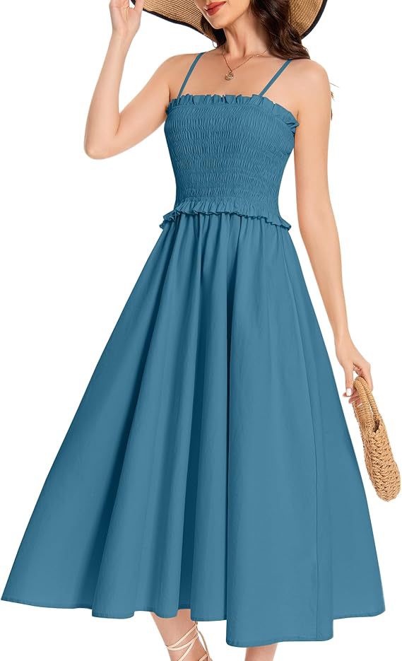 Damen Maxikleid mit elastischem Oberteil und fließendem Rock R&B