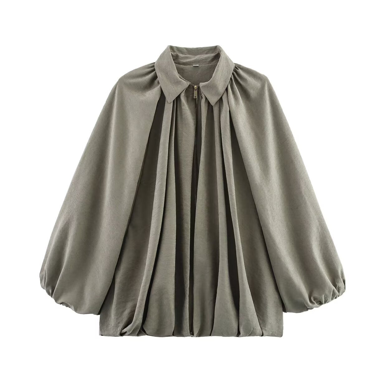 Damen Schicke Bluse mit Plissee und Puffärmeln