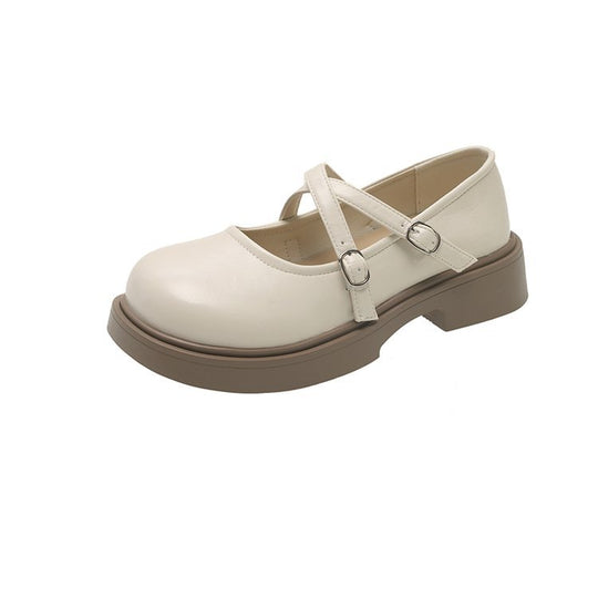 Damen modische Mary Jane Ballerinas mit verstellbarem Riemen aus hochwertigem Leder R&B