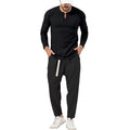 Herren lässiges Langarm-Henley-Shirt kombiniert mit eleganter Jogginghose R&B