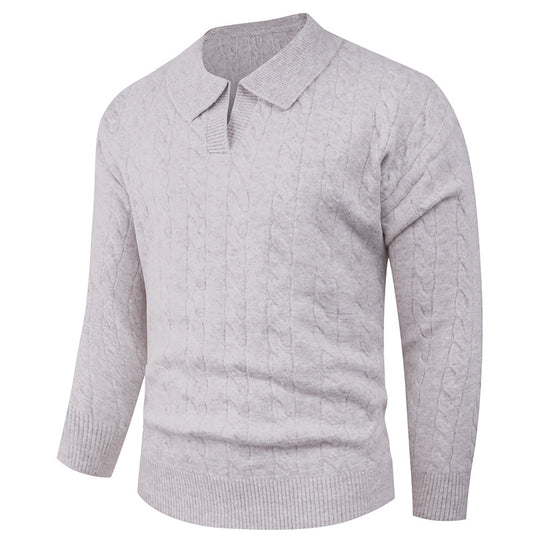 Herren eleganter Strickpullover mit modernem Zopfmuster R&B