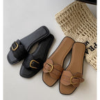Damen modische Zehentrenner-Sandalen mit luxuriösem Schnallenakzent und bequemem Fußbett R&B