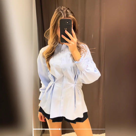 Damen Übergröße Bluse mit eleganter Schnür-Detail R&B