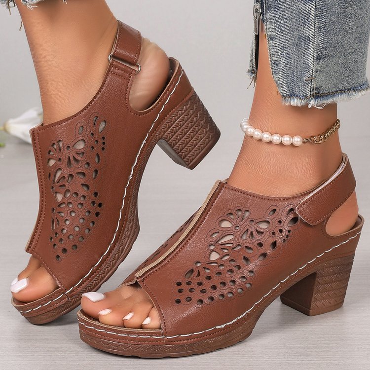 Damen Komfortable und stilvolle Sandaletten mit hochhackiger Sohle R&B