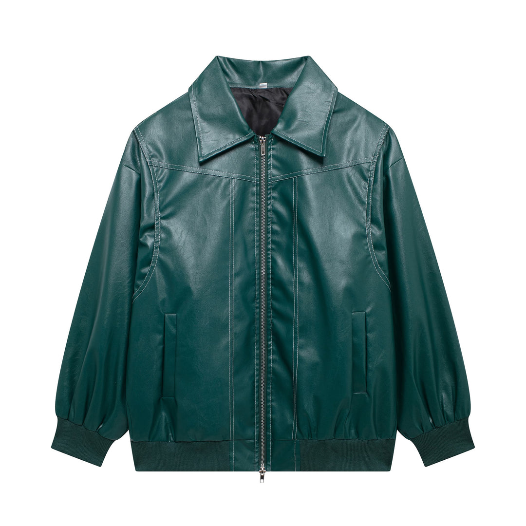 Damen Kunstlederjacke mit lässigem Schnitt und elastischem Saum R&B