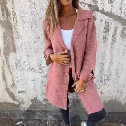 Damen kuscheliger Oversize-Mantel mit praktischen Taschen und elegantem Revers R&B