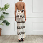 Damen elegantes Cropped Top und Maxi-Rock Set R&B