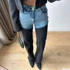 Damen High-Waist Jeans mit asymmetrischem Design R&B