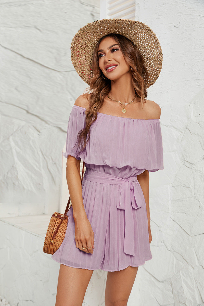 Damen Jumpsuit mit eleganter Rüsche und verstellbarem Taillengürtel R&B