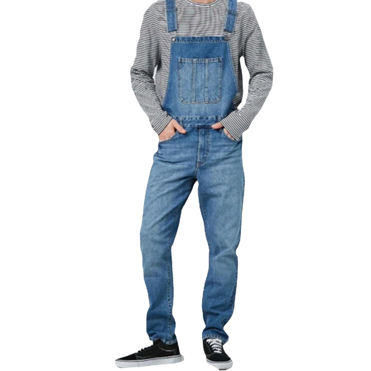 Herren Lässige Jeans-Trägerhose R&B
