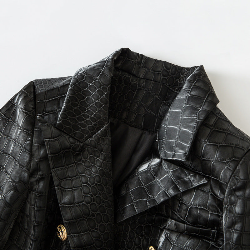 R&B | Croc-Stil Faux-Leder Mantel