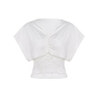 Damen elegantes Oberteil mit Spitze und Raffung R&B