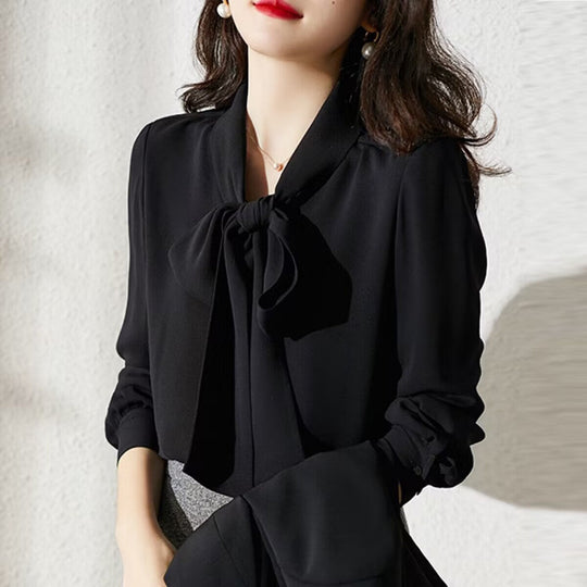 Damen Elegante Schleifenbluse R&B