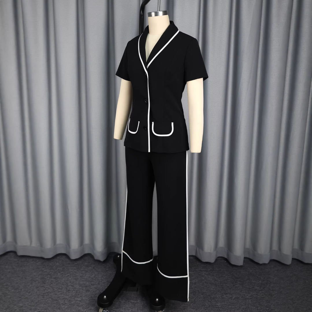 Damen Elegantes Blazer-Set mit kontrastierenden Akzenten R&B