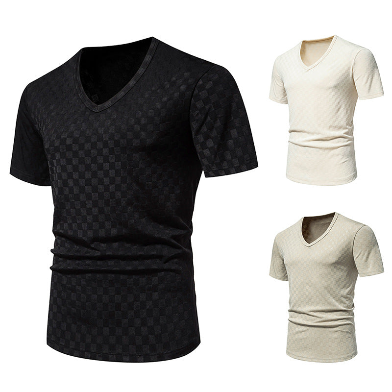 Herren V-Ausschnitt Shirt mit strukturierter Oberfläche