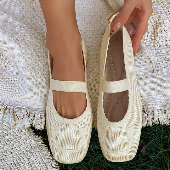Damen atmungsaktive Ballerinas mit flexiblem Gummi-Obermaterial und verstellbarem Riemen R&B