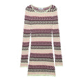 Damen nan gestricktes Feinstrick-Minikleid mit transparentem Wellenstruktur-Muster und Rundhalsausschnitt R&B
