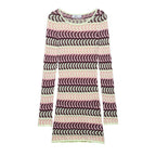 Damen nan gestricktes Feinstrick-Minikleid mit transparentem Wellenstruktur-Muster und Rundhalsausschnitt R&B