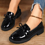 Damen Klassische Loafers mit elegantem Lackfinish und modischem Schleifen-Detail R&B