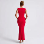 Damen Elegantes Langarm-Bodycon-Kleid mit quadratischem Ausschnitt und figurbetontem Schnitt R&B