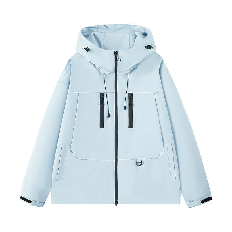 Herren wasserabweisende Outdoor-Jacke mit verstellbarer Kapuze und multifunktionalen Taschen R&B