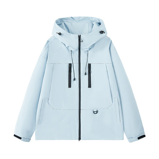 Herren wasserabweisende Outdoor-Jacke mit verstellbarer Kapuze und multifunktionalen Taschen R&B