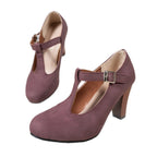 Damen elegante T-Strap Absatzschuhe